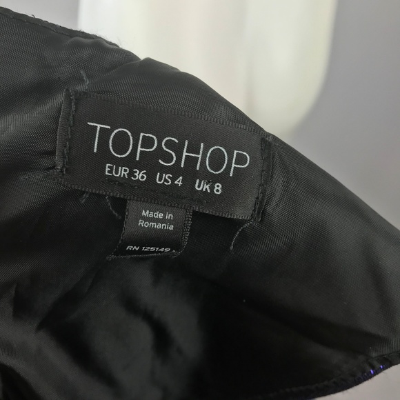 Topshop 2 Tone Bonded Skater Dress Metallic 4 - Picture 2 of 7